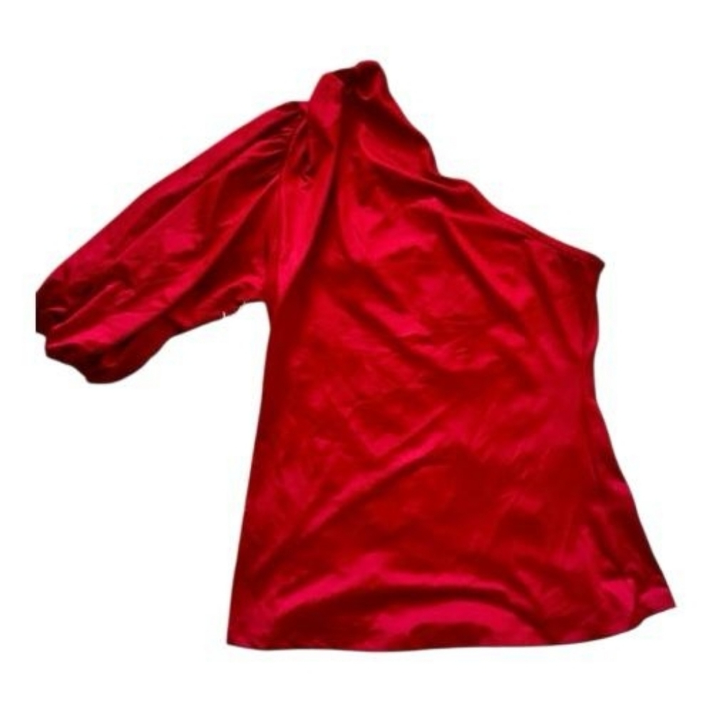 Red One shoulder top , red top sexy top